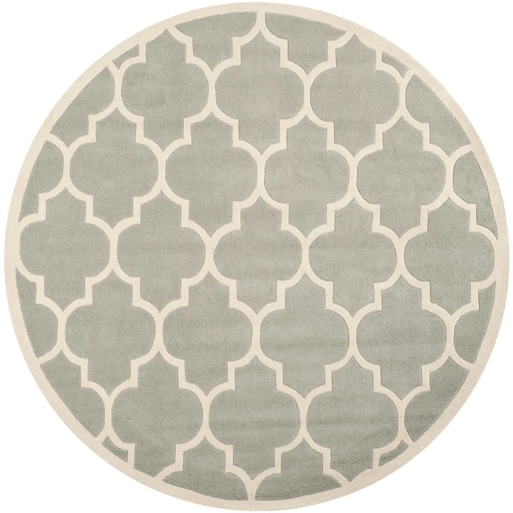 Safavieh 5x5 Round Brandy Quatrefoil Design Tufted Area Rug Dark Blue/Ivory  Round - Safavieh