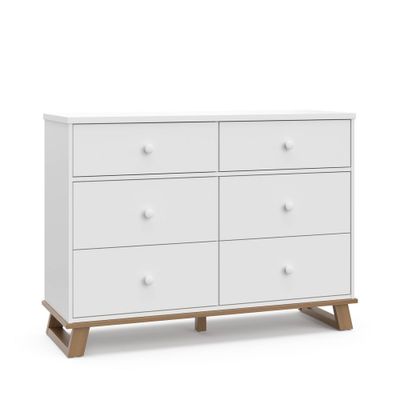 Storkcraft Modern 6-Drawer Double Dresser - White/Vintage Driftwood