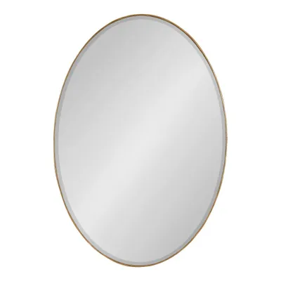 23x32 Elmora Leaf Embossed Oval Wall Mirror Gold - Kate & Laurel All Things Decor