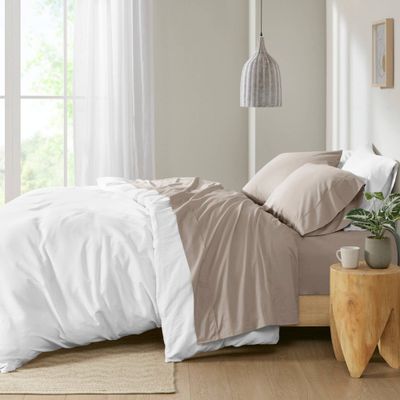 Full 200 Thread Count Cotton Peached Percale Sheet Set Khaki