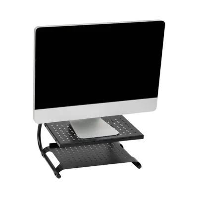 Mind Reader Monitor Stand/Riser 2 Tier Ventilated Metal Black