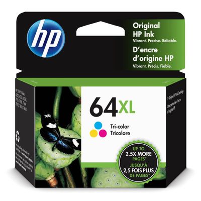 HP 64XL High Yield Original Ink Cartridge, 415 Page Yield - Tri-Color(N9J91AN#140)