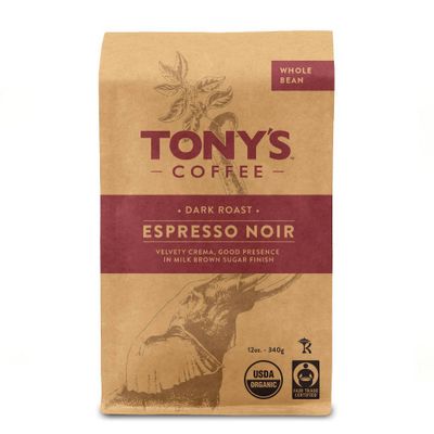 Tonys Coffee Espresso Noir Dark Roast Whole Bean Coffee - 12oz