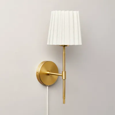 Pleated Shade Wall Sconce Brass/Oatmeal - Hearth & Hand with Magnolia