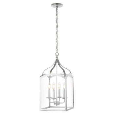 11 LED 4-light Ruth Classic Lantern Metal/Glass Pendant Silver - JONATHAN Y: ETL Listed, Adjustable Height