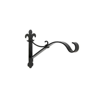 Wrought Iron Fleur De Lis Heavy Duty Wall Bracket Black Powder Coated Finish