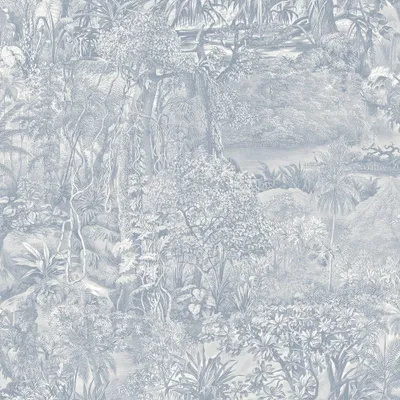 Tempaper & Co. Jungle Toile Removable Peel and Stick Wallpaper, Cornflower Blue Toile, 28 sq. ft.