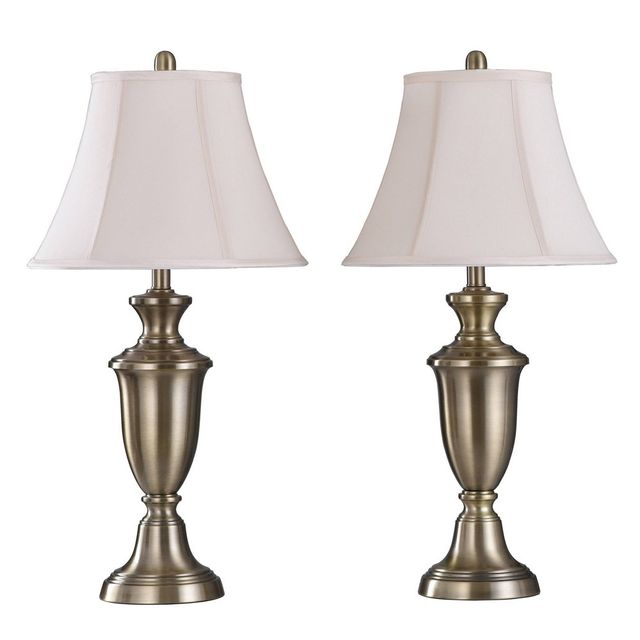 2pc Table Lamp Brass - StyleCraft: Nightstand Lighting, 3-Way Adjustable Head Tilt, UL Listed, Metal Body