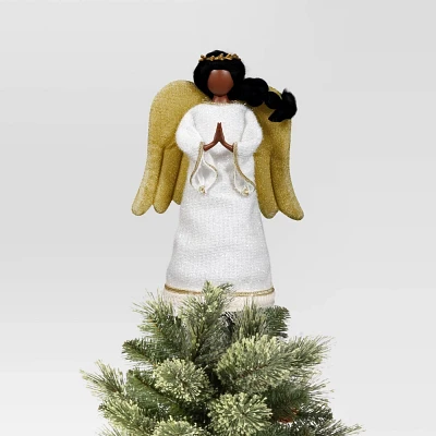 11.25 Fabric Angel Christmas Tree Topper White/Gold