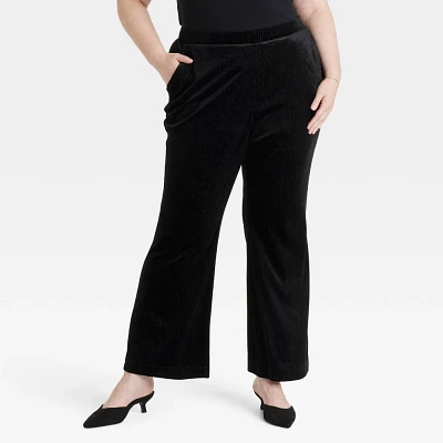 Womens Mid-Rise Velvet Trousers