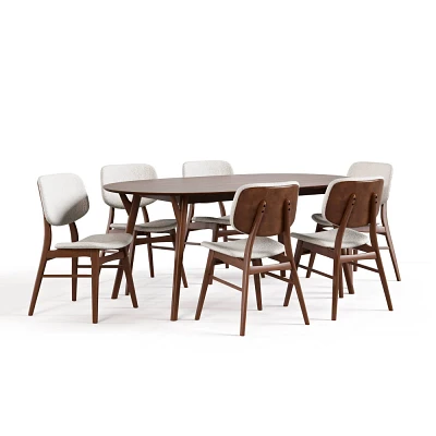 HOMES: Inside + Out 7pc Aspen Grove Mid-Century Modern Dining Room Set Walnut