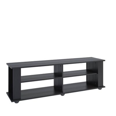 Flat Panel TV Stand for TVs up to 68 Ravenwood Black - CorLiving: Contemporary Media Console with Open Storage