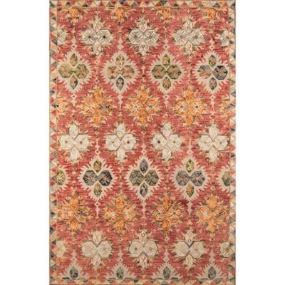 Red Geometric Tufted and Hooked Accent Rug  - Momeni