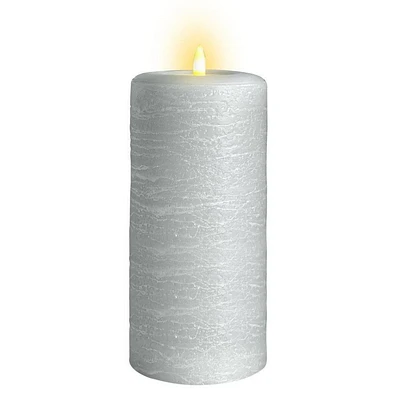 LumiPur 3.5x9 Signature Natural Glow Flameless Wax Pillar LED Candle Gray Fog