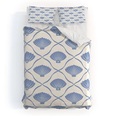 Deny Designs thespacehouse Coastal Ocean Blue Seashells Duvet and Sham Set