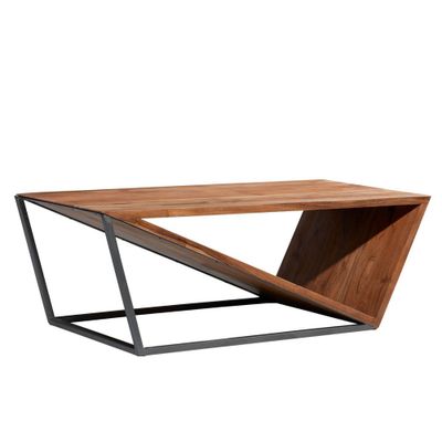 Olivia & May Modern Triangular Coffee Table Brown: Contemporary Center Table, No Assembly Required