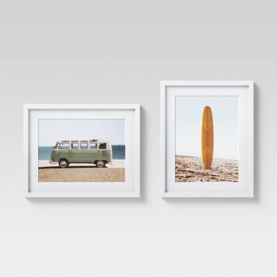 (Set of 2) 16 x 20 Van and Surfboard Framed Wall Art - Project 62