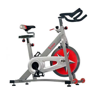 Sunny Health & Fitness Flywheel Chain Drive Pro Indoor Cycling Non-Powered Exercise Bike - Silver