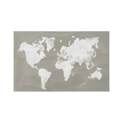 40 x 25 The World in Neutral Print Frame Wall Canvas - Gallery 57: Modern MDF, Digital Map Art