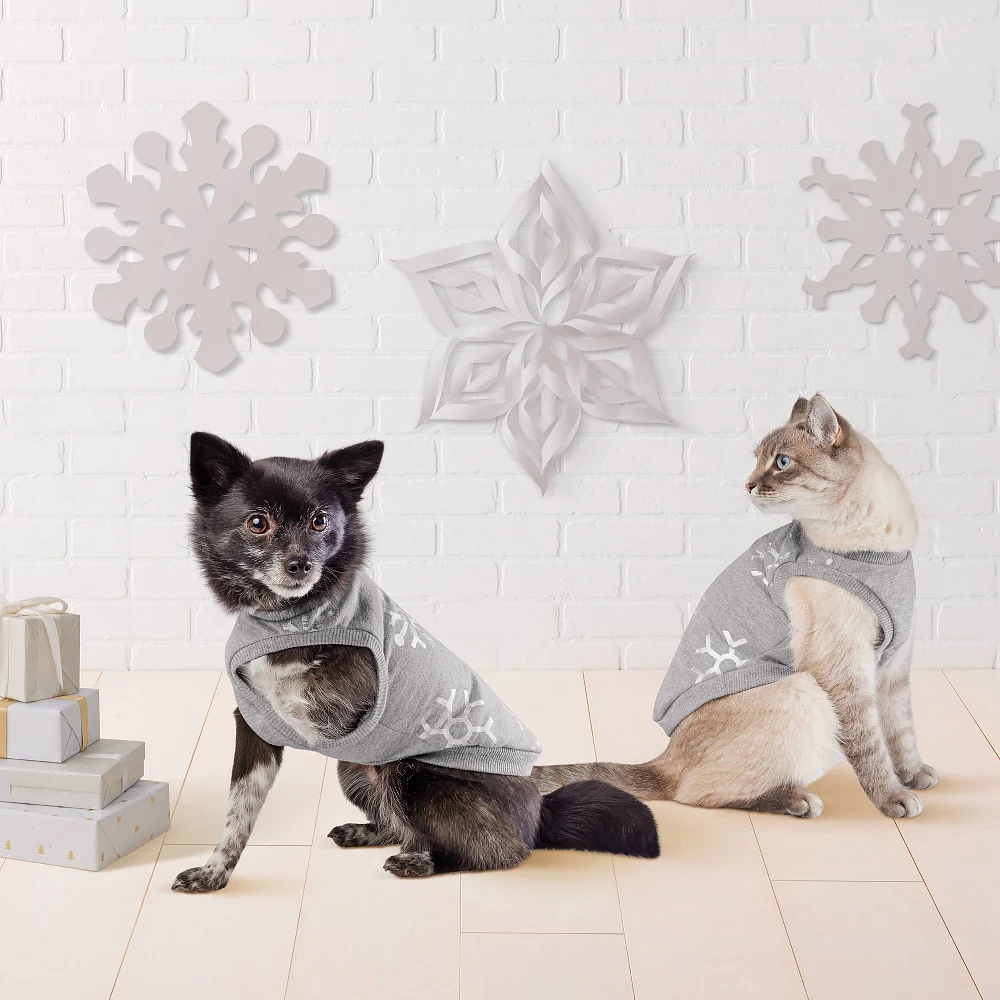 Holographic Snowflake Dog and Cat Jersey - Wondershop Heathered Gray