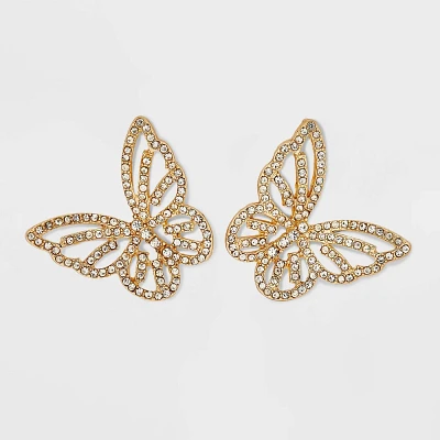 Embellished Butterfly Post Earrings - Wild Fable Gold