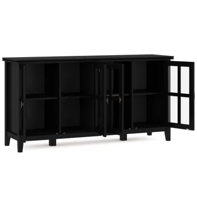 Stratford Wide 4 Door Storage Cabinet Black - WyndenHall: Contemporary Accent Cabinet with Fixed Shelves