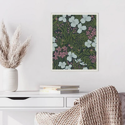 Amanti Art 16x20 Field of Flowers Green by Katie Oshea Framed Canvas Wall Art Print