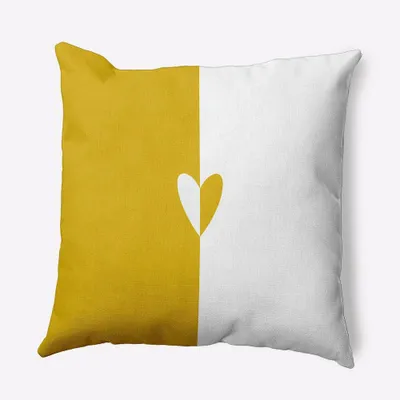 16x16 Valentines Day Modern Heart Square Throw Pillow Mustard - e by design