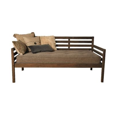 Dual Comfort Twin Yorkville Daybed Rustic Walnut Frame with  Mattress: Mid-Century Design, No Box Spring Needed