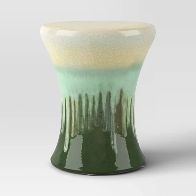 Glazed Ceramic Accent Table Green - Threshold