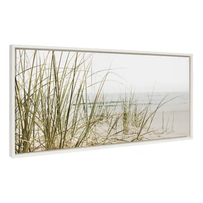 18 x 40 Sylvie Calming Beach Grass Framed Canvas by Creative Bunch White - Kate & Laurel All Things Decor: Coastal Wall Decor