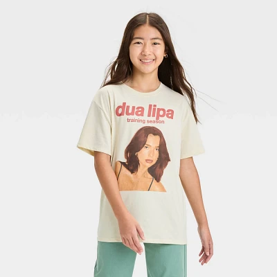 Girls Short Sleeve Dua Lipa Oversized Graphic T-Shirt - art class Cream