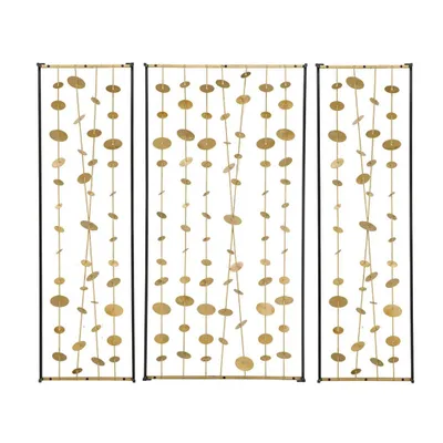 Set of 3 Metal Decorative Wall Decors Gold Black - A&B Home: Iron Cast Sculpture, Modern Style, Vertical Display