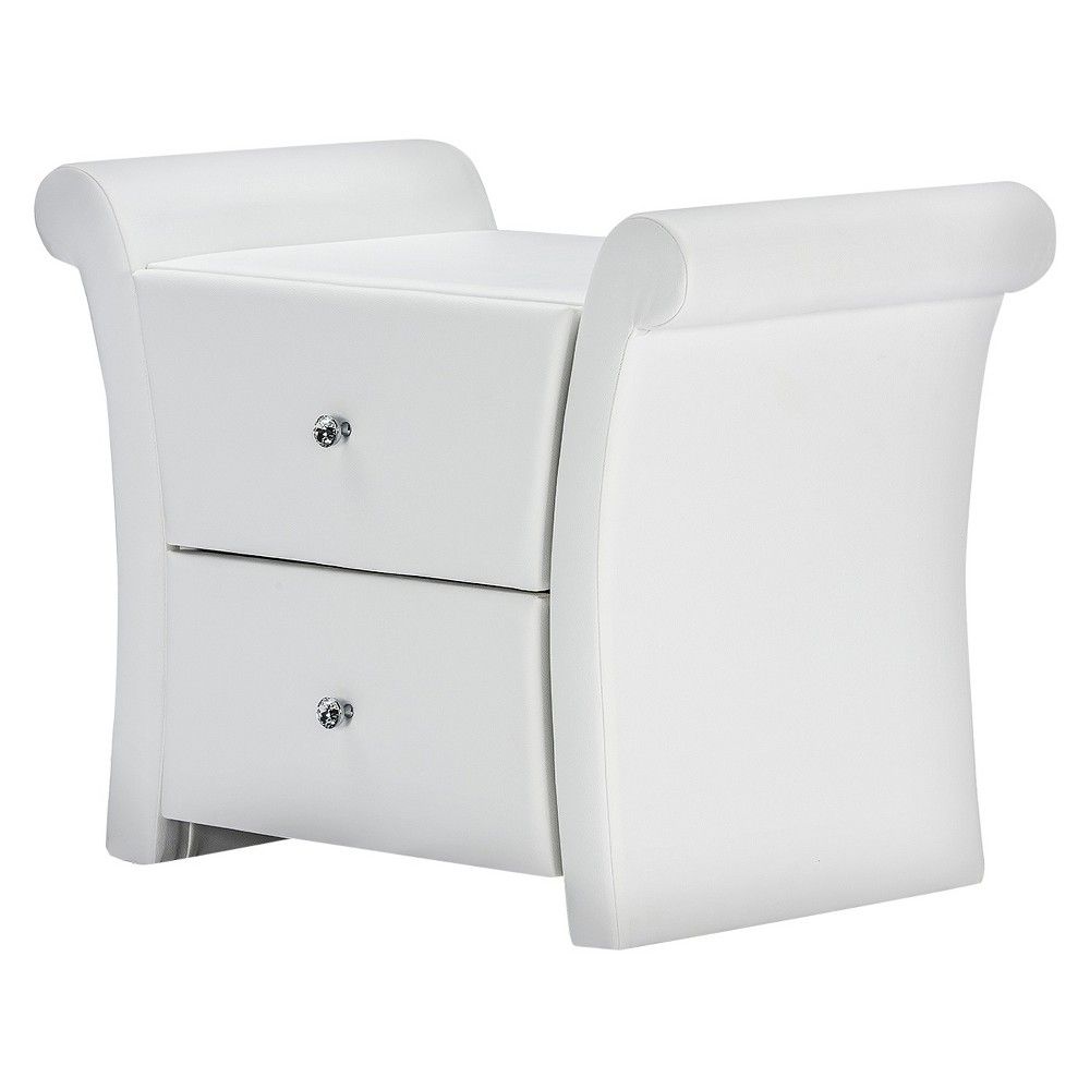 Baxton Studio Victoria Matte White PU Leather 2 Storage Drawers Nightstand Bedside Table Baxton Studio Victoria Matte White PU Leather 2 Storage Drawers Nightstand Bedside Table