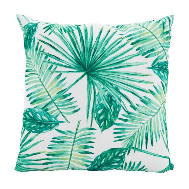 Saro Lifestyle 18x18 Swaying Palms Poly Filled Throw Pillow Green: Indoor Decorative Accent, Zippered Cover