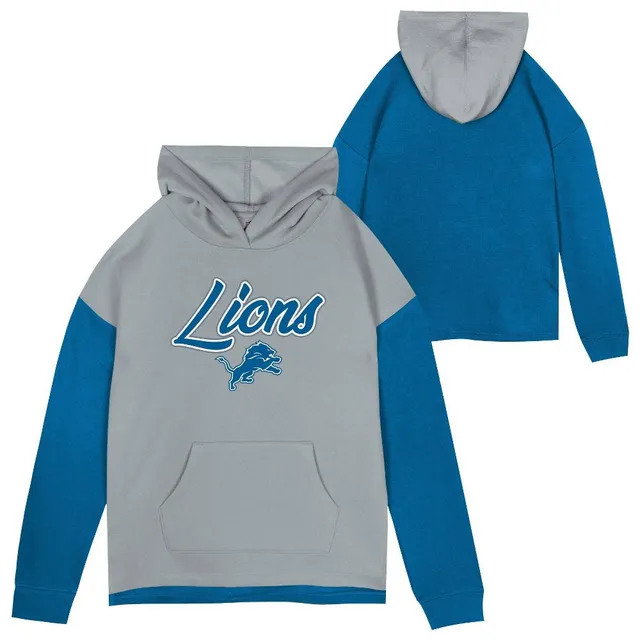 NFL Detroit Lions Girls' Gray Tie-Dye Crop Hooded Sweatshirt - XS