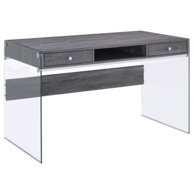 Dobrev 2 Drawer Writing Desk with Glass Base