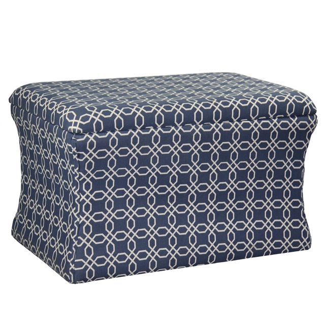 Lattice Pouf Storage Ottoman Light Blue - Ore International