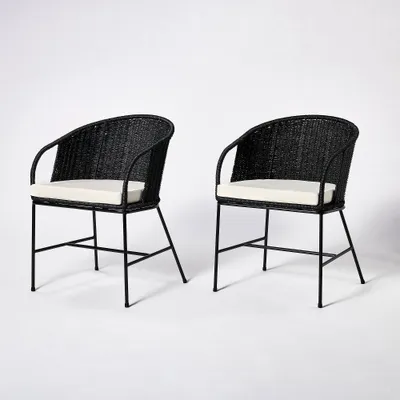 2pc Westcliff Seagrass Dining Chairs - Threshold designed with Studio McGee: Padded Seat