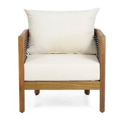 Christopher Knight Home Bruce Outdoor Acacia Teak Club Chair with Optional Sunbrella Cushions