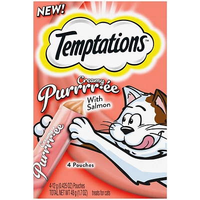 Temptations Puree with Salmon Flavor Squeezable Lickable Cat Treats