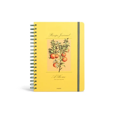 Papier 150pg Recipe Journal 9.84x7.48 Orange Tree: Guided Spiral Notebook for Recipes, Hard Cover, Adult Stationery