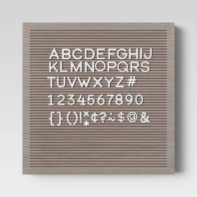 14x 14 Wood Letterboard Gray - Threshold: MDF Message Board with 181 Characters, Wall Sign Panel