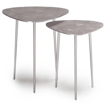 WyndenHall 2pc Greene Metal Nesting Tables Nickel: Contemporary Aluminum, Round, Removable Top