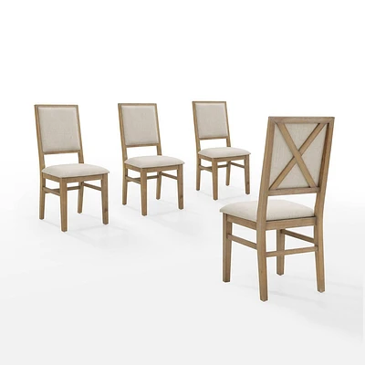 Crosley Joanna 4pc Upholstered Back Dining Chair Set Rustic Brown/Creme