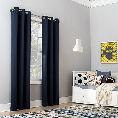 40x95 Sun Zero Blackout Riley Kids Bedroom Grommet Curtain Panel Navy Blue