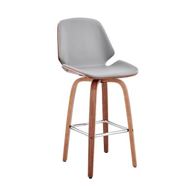 26 Arabela Counter Height Barstool with Gray Faux Leather Seat Walnut Finish Frame- Armen Living