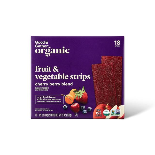 Organic Fruit and Vegetable Cherry Berry Strip - 9oz/18ct - Good & Gather