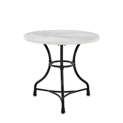 Claire Round Cafe Table White/Black - Steve Silver Co.: 34 Iron Base, Marble Top, Seats 2