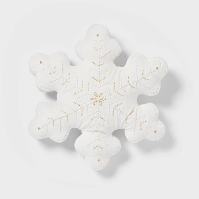 16x16 Snowflake Shaped Trad Holiday Decorative Pillow Ivory - Threshold